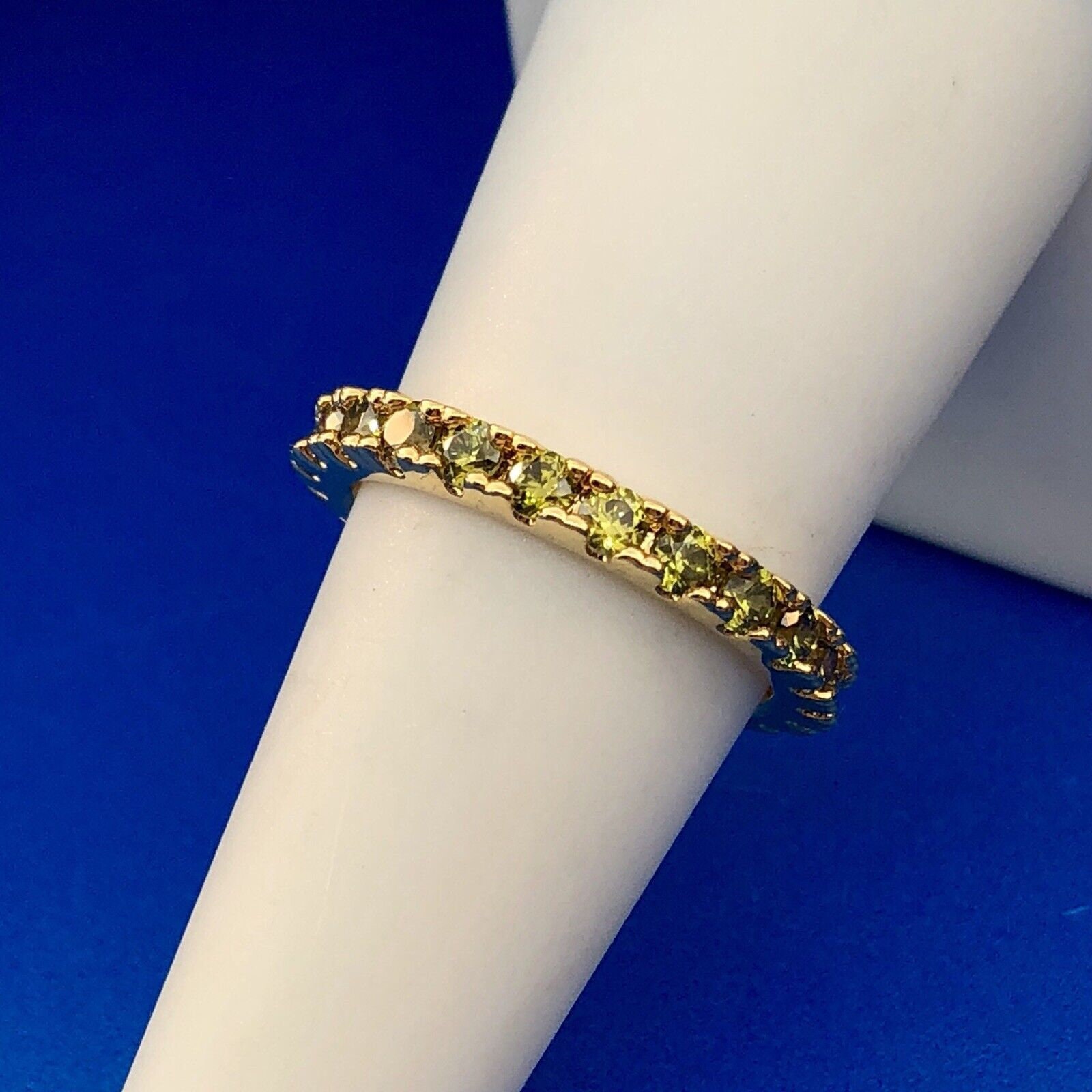 Designer HL Gold Toned Green Chartreuse Cubic Zirconia CZ