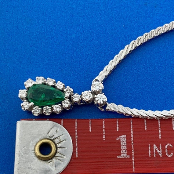 Gorgeous 18k White Gold Pear Cut Emerald Diamond … - image 10