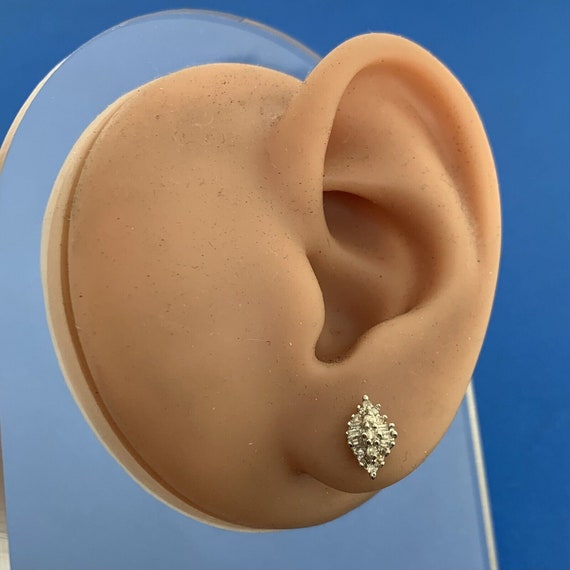 Designer 10K Yellow Gold Diamond Cluster Stud Ear… - image 2
