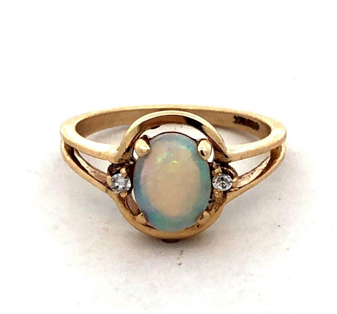 10k Yellow Gold Oval October Birthstone Ring With White Topaz - Size 10.5 Proposal Or Fashion Ring - View #9