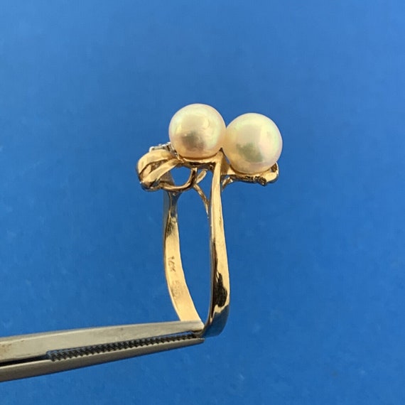 Estate 14K Yellow Gold Pearl Diamond Accented Mod… - image 5