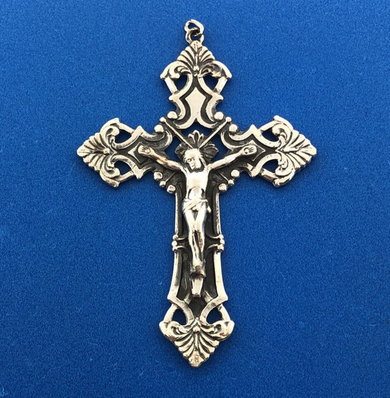 Vintage Sterling Silver 925 Gothic Cross Crucifix… - image 1