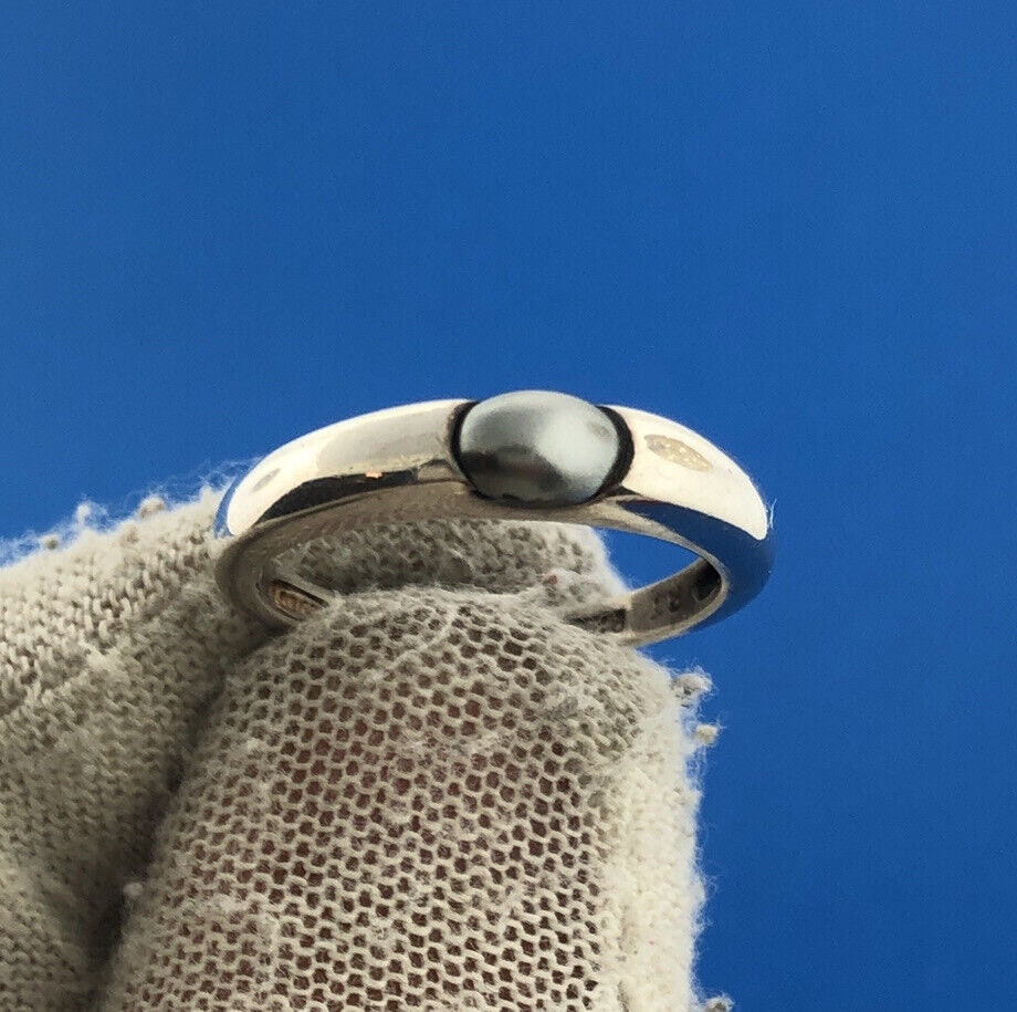 Vintage AVON Sterling Silver 925 Black Pearl Stackable Band Ring - Etsy