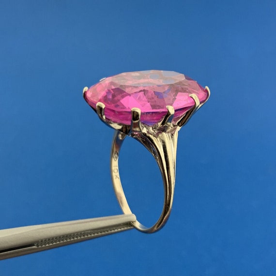 Designer 10k White Gold Oval Cut Hot Pink Sapphir… - image 3