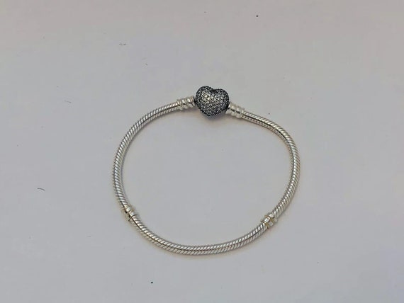 Buy Authentic Pandora 925 Sterling Silver Pave Heart Clasp Charm