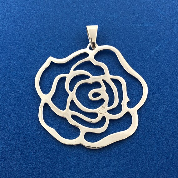 Designer FAS Sterling Silver 925 Openwork Rose Fl… - image 3