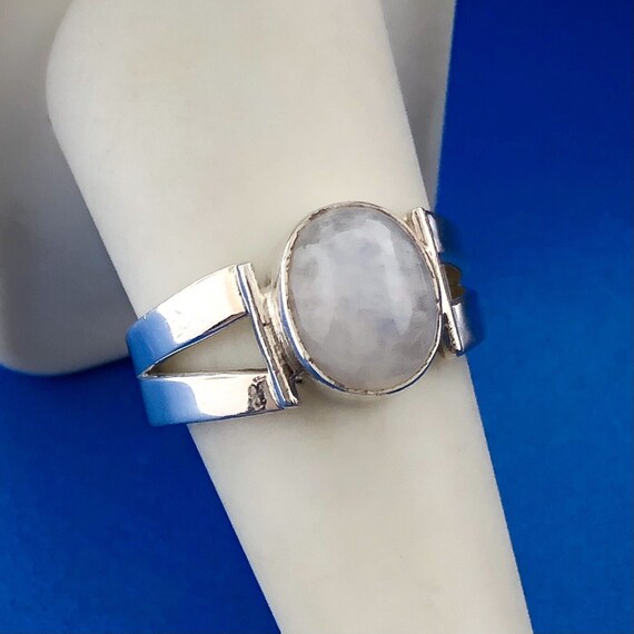 Retro 925 Sterling Silver Oval Moonstone Cabochon… - image 3