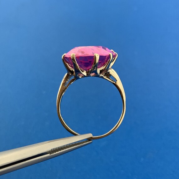 Designer 10k White Gold Oval Cut Hot Pink Sapphir… - image 5