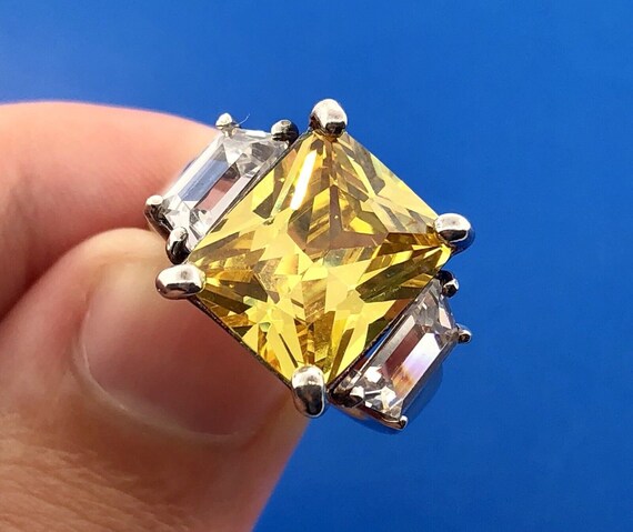 Dramatic Sterling Silver 925 Yellow White CZ Stat… - image 1