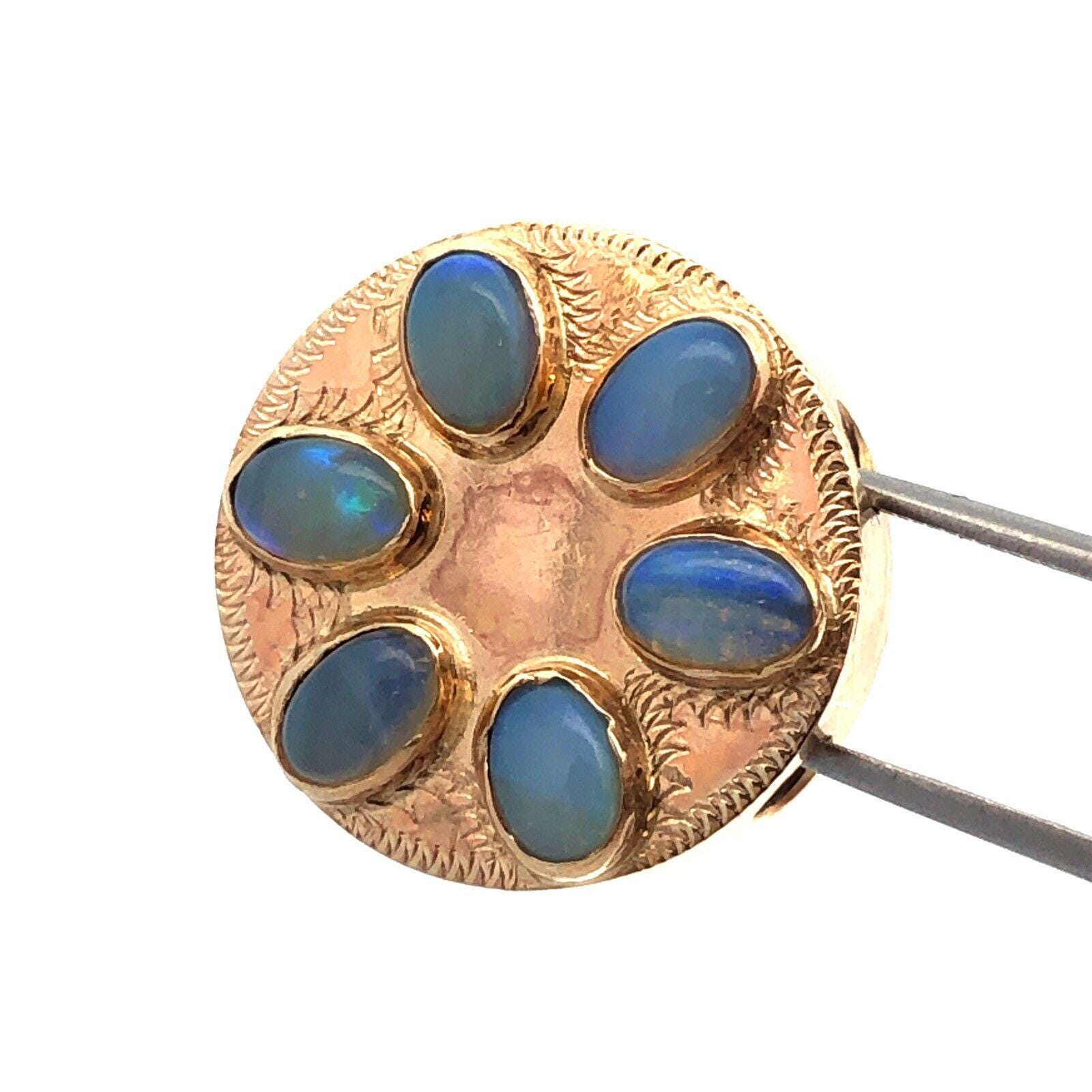 チャー オパール オーバルチャーム ゴールド Vintage 10K Yellow Gold Oval Opal Cabochon Floral Cluster