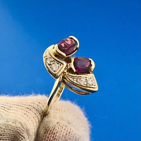 Estate 14K Yellow Gold Ruby Diamond Accented July… - image 3