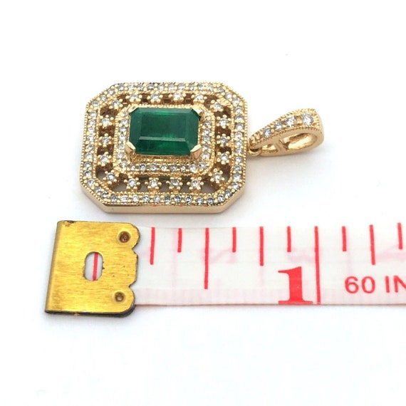 Designer 14K Yellow Gold Emerald Diamond Triple H… - image 9