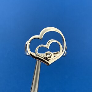 Projektant 925 Srebro Sterling Diamentowe Podwójne Serce Miłość Kochany Pierścionek Obietnicy