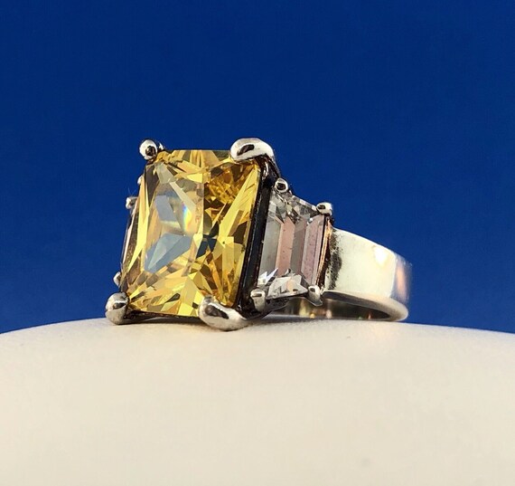 Dramatic Sterling Silver 925 Yellow White CZ Stat… - image 2