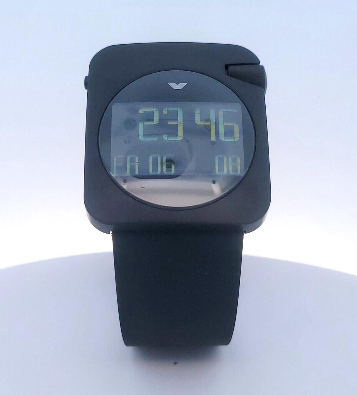 Ventura V-Tec Gamma 36mm Black Durinox Steel Case w/ LCD Display Digital Watch