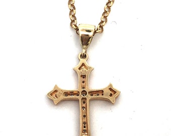 Designer KGJ 14K Yellow Gold Round Diamond Cross Pendant