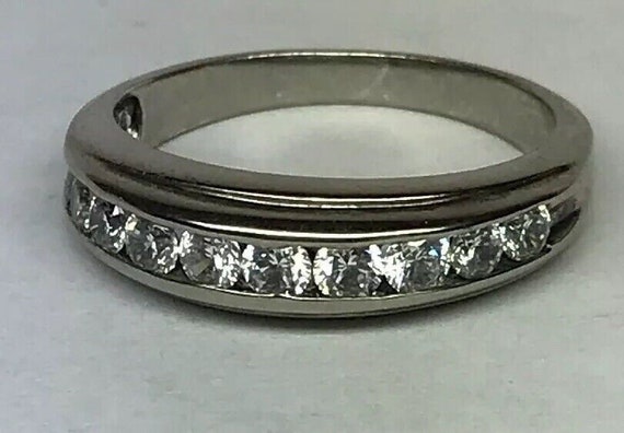 Unisex Sterling Silver 925 Cubic Zirconia Wedding… - image 8