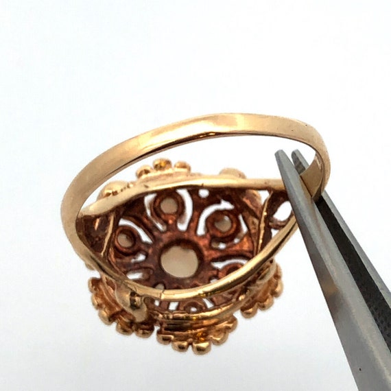 Designer ROMANY 10K Yellow Gold Opal Cabochon Flower Bead Detail Cocktail Ring Etsy Ireland