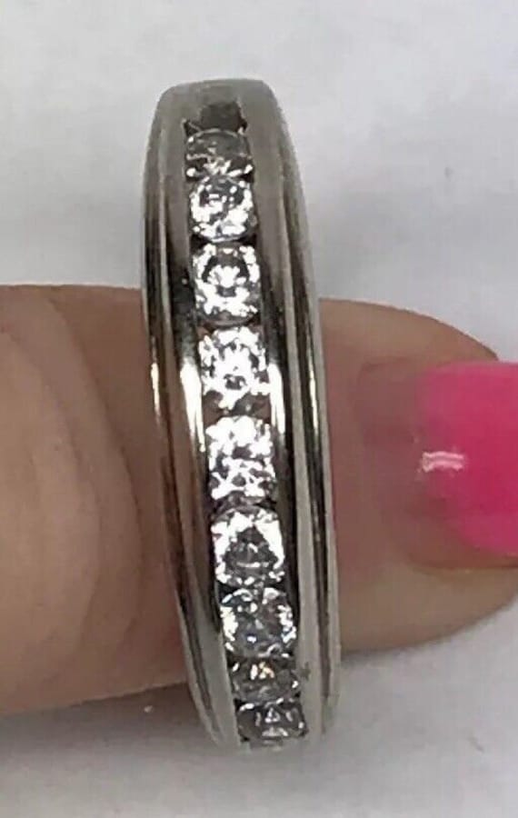 Unisex Sterling Silver 925 Cubic Zirconia Wedding… - image 4