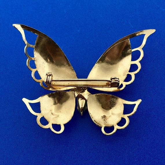 Vintage Delicate Gold Tone Gaspeite Butterfly Ope… - image 7