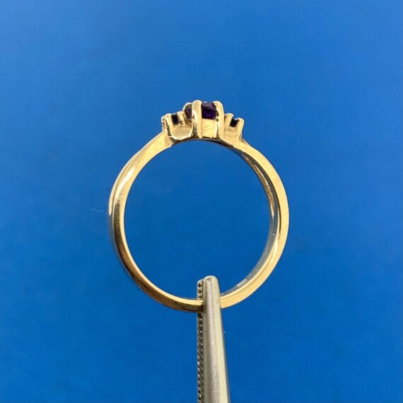 Designer 10K Yellow Gold Oval Amethyst Round Sapp… - image 8