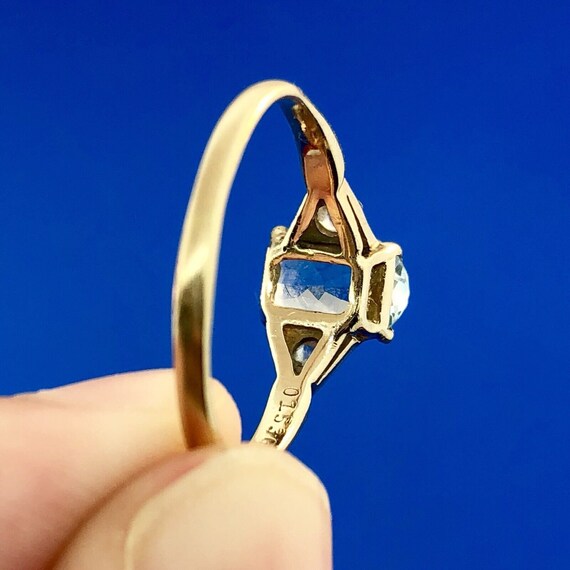 Vintage 10K Yellow Gold Aquamarine Solitaire Diam… - image 10