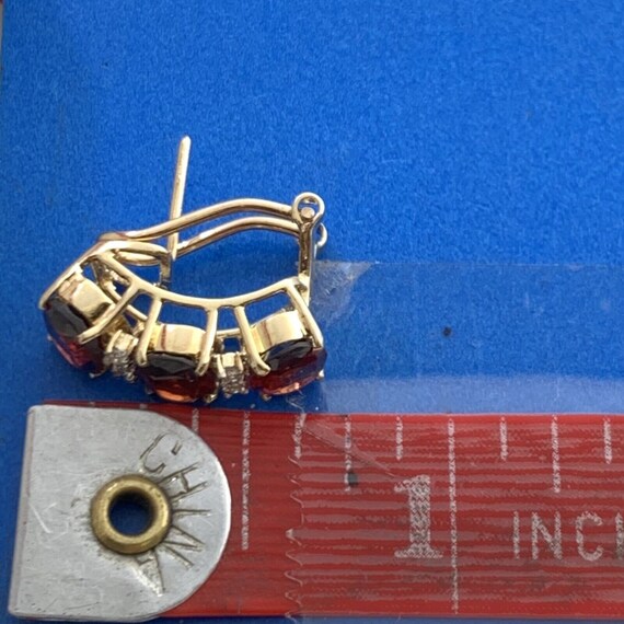 Vintage Garnet Diamond Huggie Stud Earring Pair - image 10