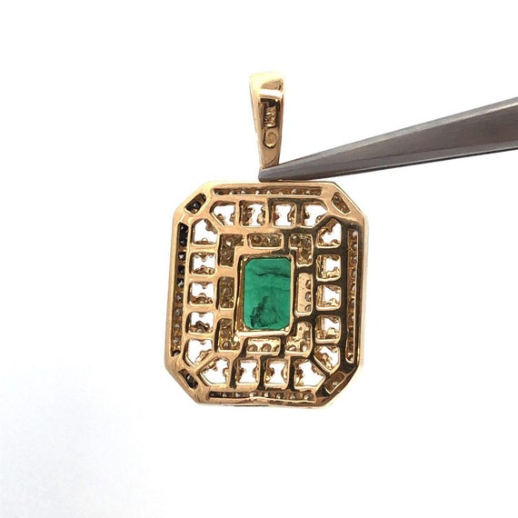 Designer 14K Yellow Gold Emerald Diamond Triple H… - image 3