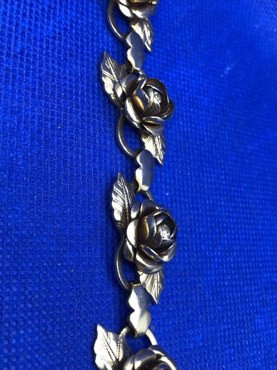 Vintage Gold-Tone Rhinestone Rose Flower Station … - image 9