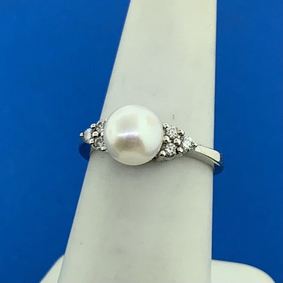 Designer 14K White Gold Pearl Solitaire Diamond A… - image 3