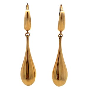 Designer AR Italy 10KT Yellow Gold Tear Drop Modernist Leverback Dangle Earrings