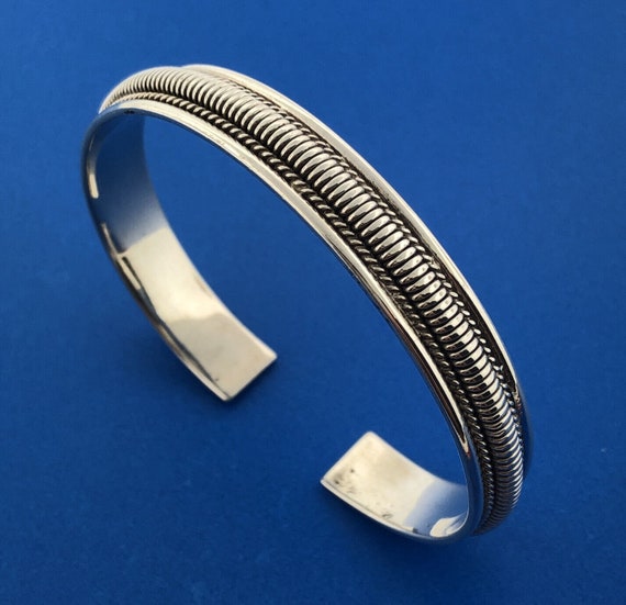 Designer Sterling Silver 925 Ribbed Cable Polishe… - image 1
