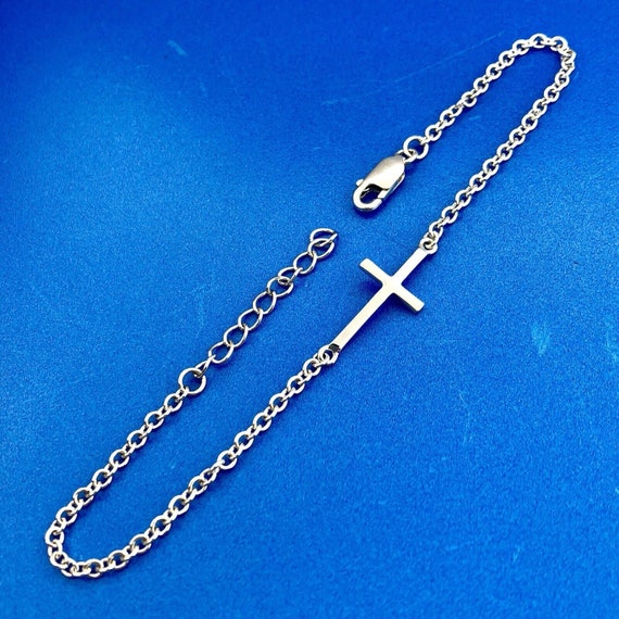 Designer Sterling Silver Curved Cross Religious C… - image 1