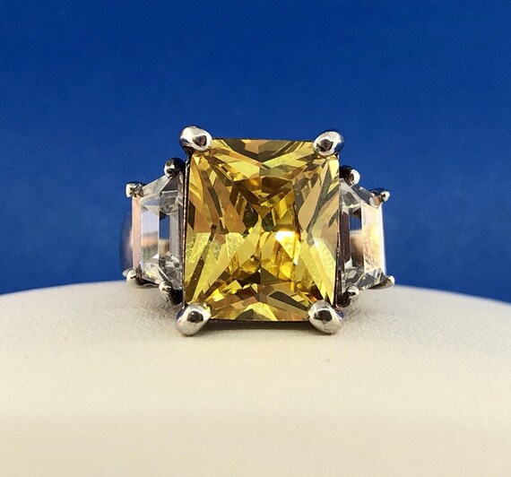 Dramatic Sterling Silver 925 Yellow White CZ Stat… - image 8