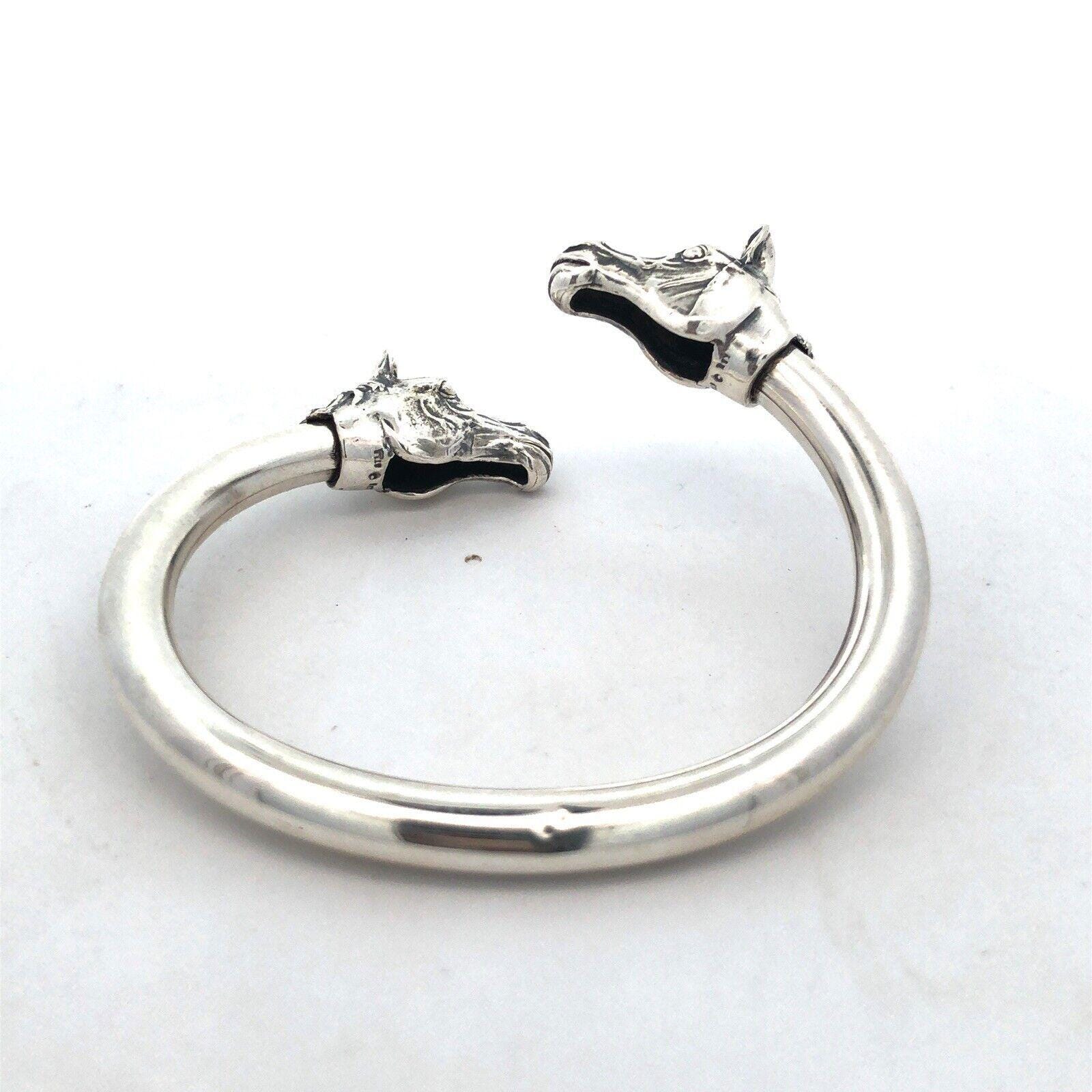 Designer 925 Sterling Silver Horse Head Equine Bypass Open Cuff