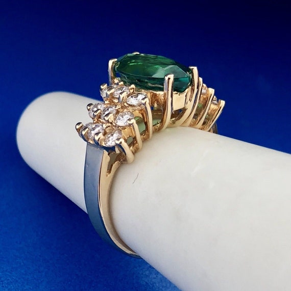 Designer 14K Yellow Gold Lab Created Emerald Diam… - image 4