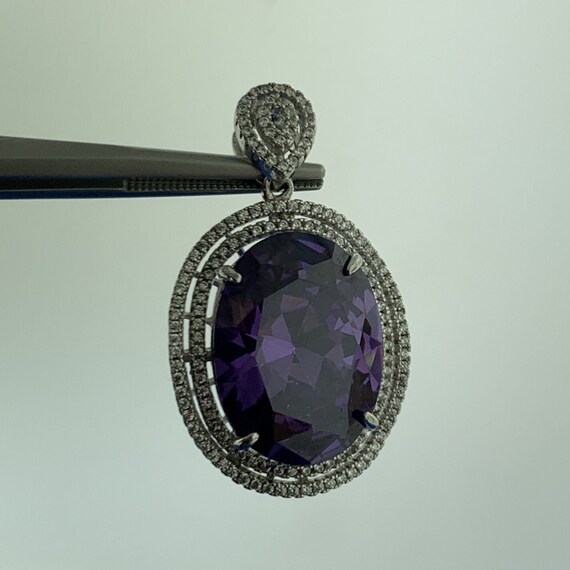 Designer 925 Sterling Silver Oval Amethyst Solita… - image 4