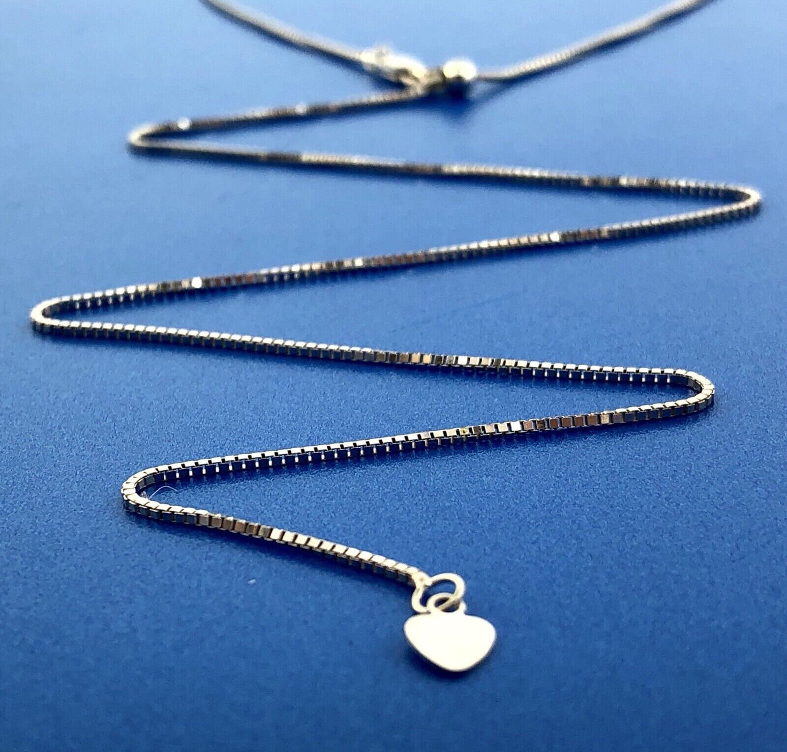 Designer RCI Turkey 14K White Gold Lariat Slide Style Box Chain Necklace