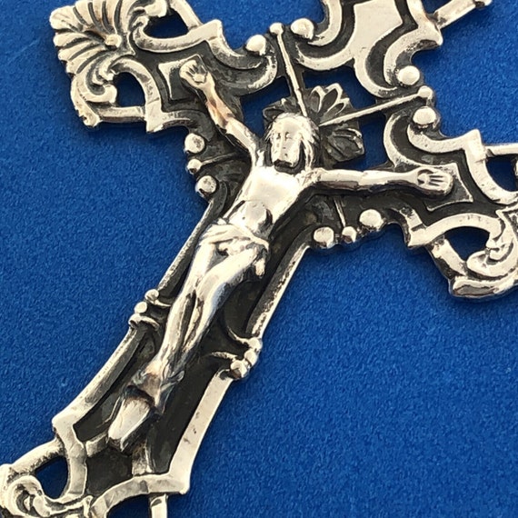 Vintage Sterling Silver 925 Gothic Cross Crucifix… - image 3