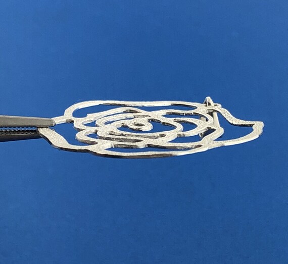 Designer FAS Sterling Silver 925 Openwork Rose Fl… - image 5