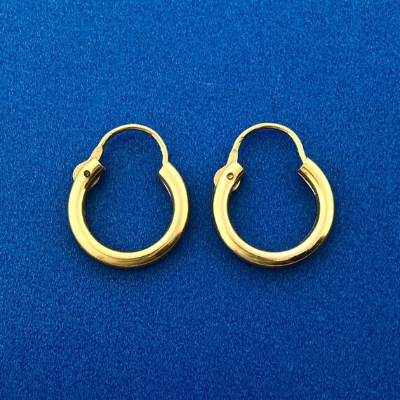 Designer 14K Yellow Gold Polished Huggie Huggy Hoop Earrings UK