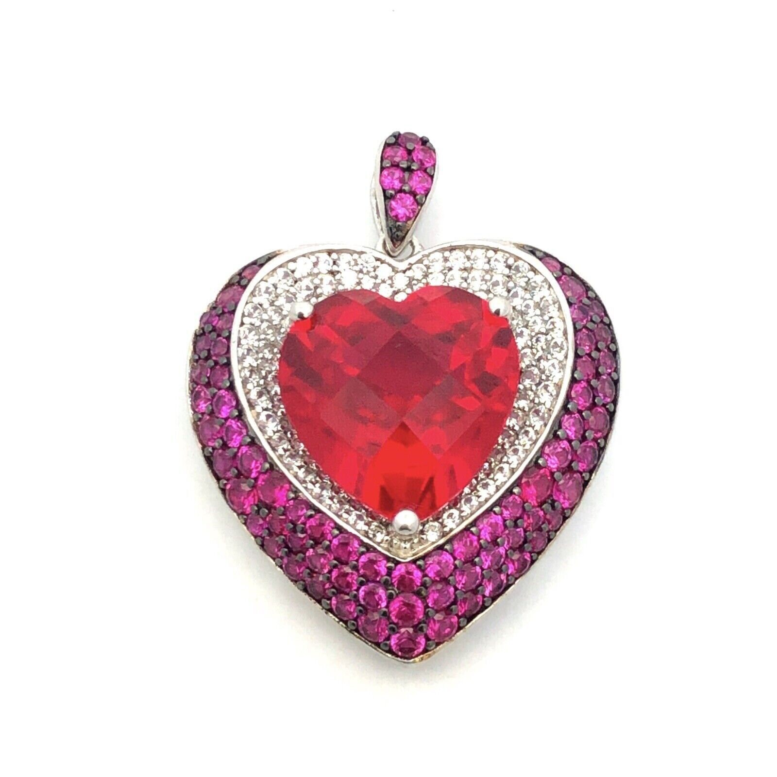 Designer PAM 925 Sterling Silver Red Pink Spinel Diamond Designer PAM 925 Sterling Silver Red Pink Spinel Diamond