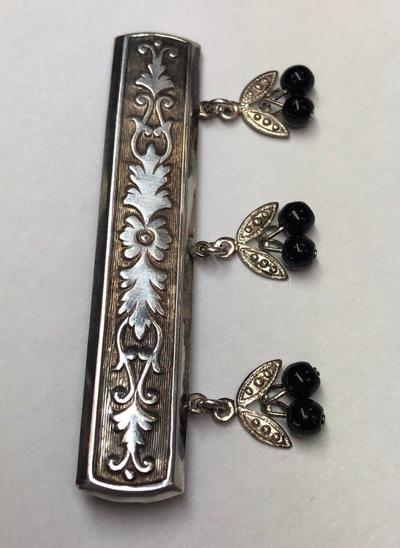 Art Deco Art Nouveau Sterling Silver 925 Black On… - image 8