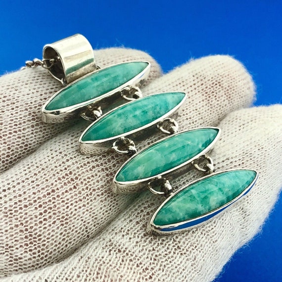 Stunning Sterling Silver 925 Cabochon Turquoise 1… - image 3