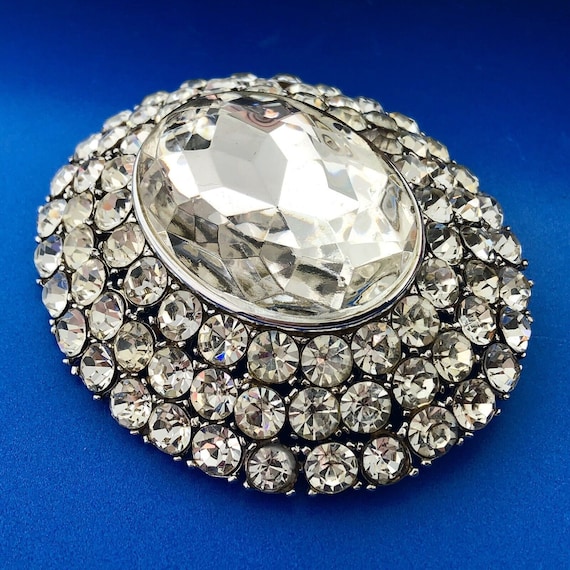 Vintage Yves Saint Laurent Silver Tone Rhinestone… - image 2