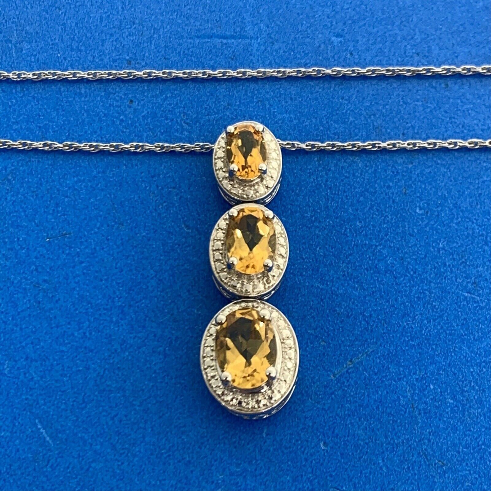 Kay Jewelers 925 Sterling Silver Oval Citrine Diamond Accent