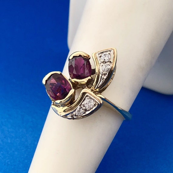 Estate 14K Yellow Gold Ruby Diamond Accented July… - image 1