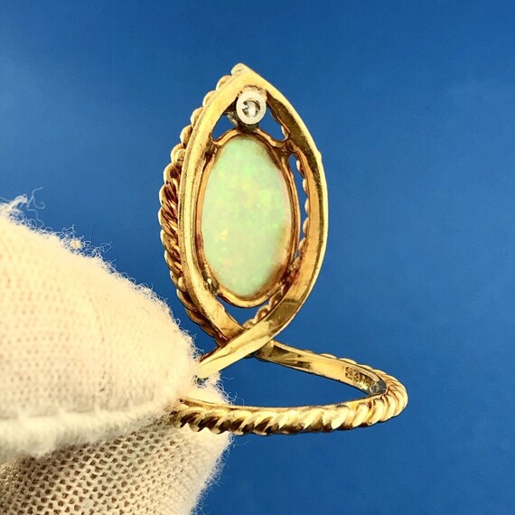 Custom Estate 18K Yellow Gold Oval Opal Diamond A… - image 5