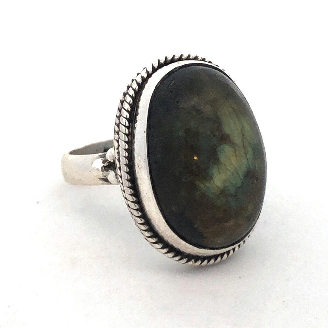 Bold 925 Sterling Silver Oval Green CZ Celtic Men's Ring | Size 8, Wide Band Celtic Knot Design - View #8