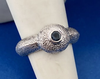 Vintage Mignon Faget 925 Sterling Silver Sea Collection Sapphire Sea Urchin Ring